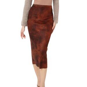 New Zara Antique Finish Pull On Midi Skirt Brown Size Medium